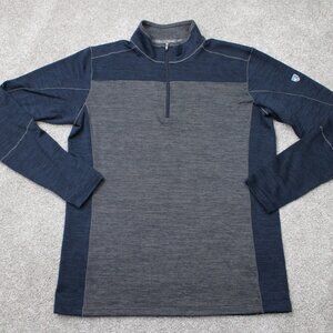Kuhl Sweatshirt Mens Medium Gray/Blue Ryzer 1/4 Zip Stretch Long Sleeve Pullover